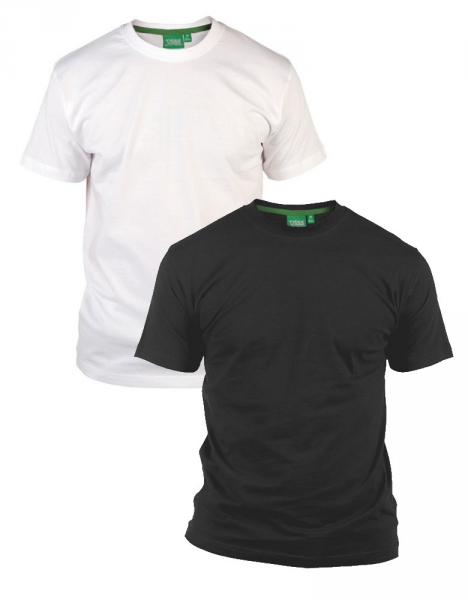 XXL4YOU - Pack de 2 T-shirts ete manches courtes blanc et noir de 2XL a 8XL