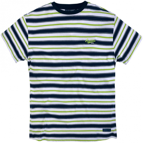 XXL4YOU - T-shirt manches courtes Blanc ligne bleu vert 7XL
