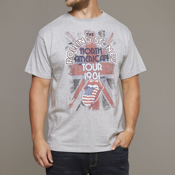 XXL4YOU - T-shirt manches courtes Rolling Stones gris chine 2XL a 8XL