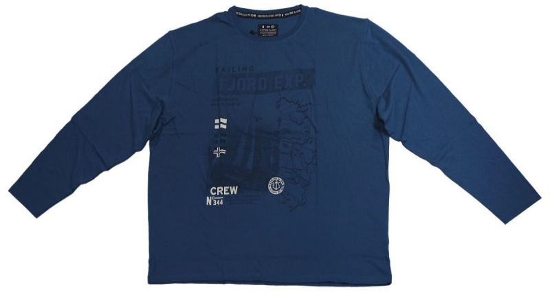 XXL4YOU - T-shirt Imprime Maritime manches longues bleu 5XL