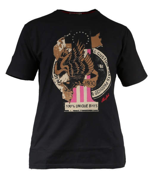 XXL4YOU - T-shirt manches courtes imprime USA noir 5XL