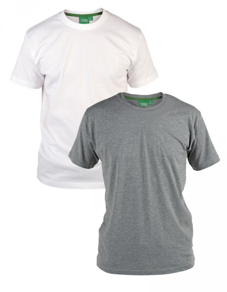 XXL4YOU - Pack de 2 T-shirts ete manches courtes gris et blanc de 2XL a 8XL