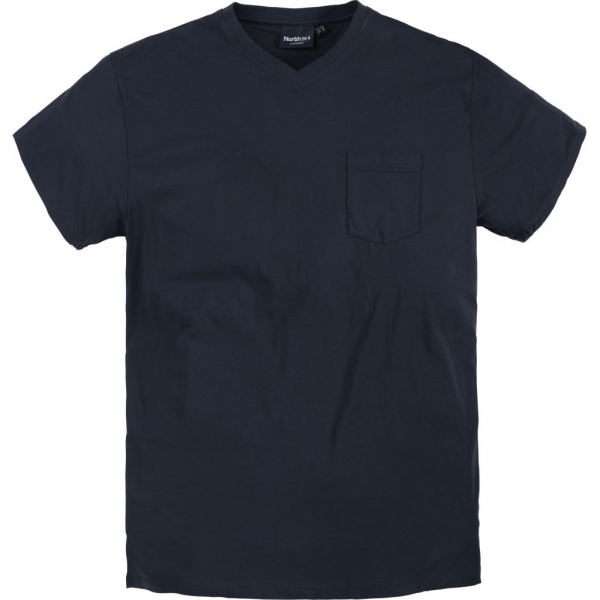 XXL4YOU - T-shirt Col en V avec poche bleu marine de 4XL a 8XL