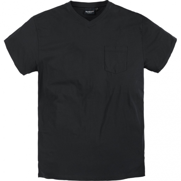 XXL4YOU - T-shirt Col en V avec poche noir de 4XL a 8XL