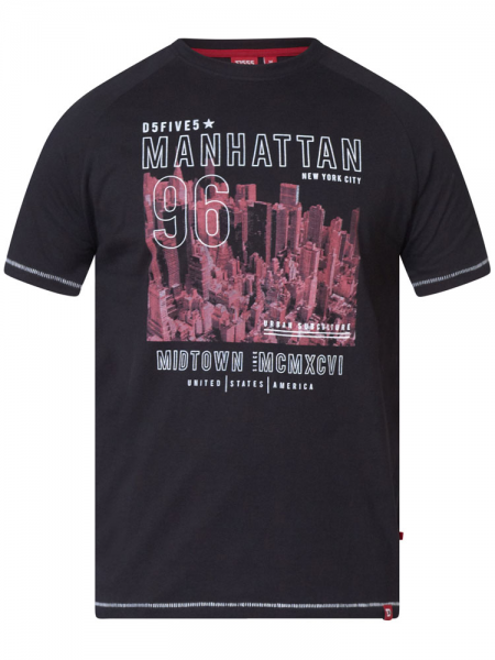 XXL4YOU - T-shirt manche courte Manhattan  noir de 3XL a 8XL