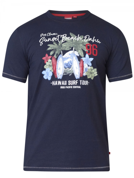 XXL4YOU - T-shirt manche courte Hawaii Surf bleu marine de 3XL a 8XL