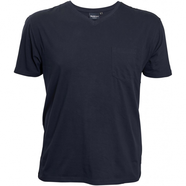 XXL4YOU - T-shirt Col V avec poche bleu marine de 3XL a 8XL