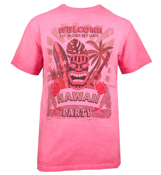 XXL4YOU - T-shirt manche courte Rouge Corail delave de 3XL a 8XL- Hawaii Party