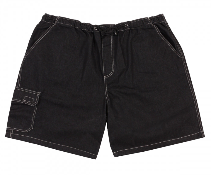 XXL4YOU - Bermuda jeans taille elastiquee noir delave de 3XL a 12XL