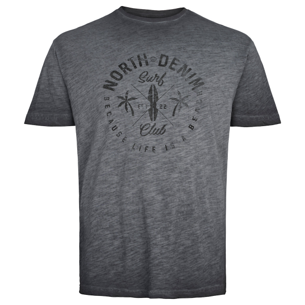 XXL4YOU - North 56 DENIM T-shirt manche courte noir delave 2XL a 8XL