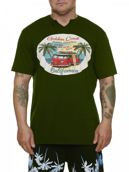 XXL4YOU - T-shirt manche courte vert fonce de 3XL a 8XL - Golden Coast - California