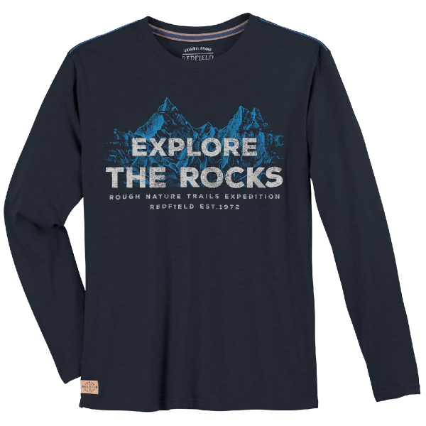 XXL4YOU - T-shirt manche longue bleu nuit de 3XL a 10XL -Explore the Rocks