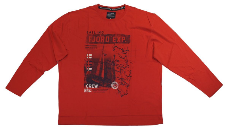 XXL4YOU - T-shirt Imprime Maritime manches longues orange 5XL