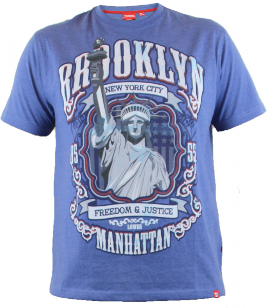 XXL4YOU - T-shirt bleu Motif imprime Brooklyn de 1XL a 6XL