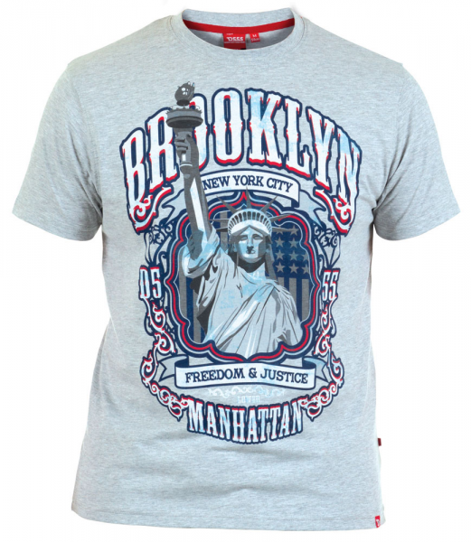 XXL4YOU - T-shirt gris clair Motif imprime Brooklyn de 1XL a 6XL