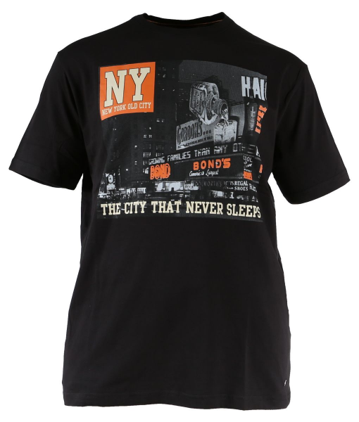 XXL4YOU - T-shirt manches courtes imprime New York noir de 5XL a 7XL