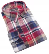 Chemise manches longues flanelle carreaux rouge bleu ocre de 2XL à 5XL