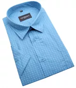 Chemise manches courtes bleu clair petit motif de 2XL à 5XL
