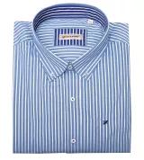Chemise manches longues blanche rayée bleu clair de 3XL à 10XL