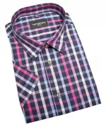 Chemise manche courte careaux noir rouge rose de 2XL à 5XL