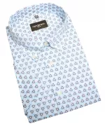 Chemise manche courte blanche avec motif bleue turquoise de 2XL à 5XL