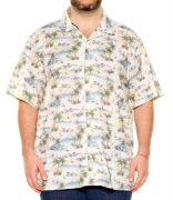 Chemise hawaïenne  manche courte blanc-cassé de 3XL à 8XL