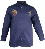 Chemise manche longue brodée bleu denim de 3XL à 8XL