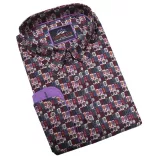 Chemise manche longue bordeaux et violet petites feuilles de 3XL à 6XL