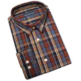 Chemise kent manche longue petit Carreaux brique, bleu et ocre de 2XL à 5XL