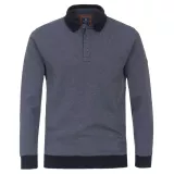 Sweat col polo manche longue bleu denim de 3XL à 6XL