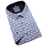 Chemise manche courte Blanche motifs rouge jaune et bleu  de 2XL à 6XL