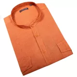 Chemise col Mao manches courtes lin orange de 3XL à 10XL
