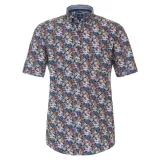 Chemise manche courte marine motif floral de 2XL à 7XL