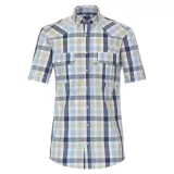 Chemise manche courte carreaux bleu beige de 2XL à 6XL