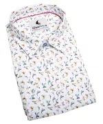 Chemise colibris blanche manches courtes imprimée