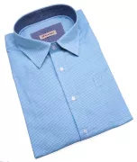 Chemise fantaisie manches longues petits carreaux turquoise de 3XL à 8XL