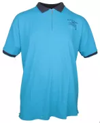 Polo col zippé manches courtes bleu azur