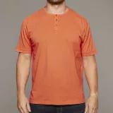 T-shirt granddad col boutonné orange