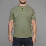 T-shirt granddad col boutonné Vert army