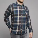 Chemise manches longues bleu marine à carreaux bordeau vert 4XL à 7XL