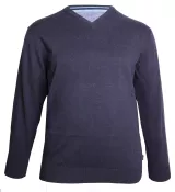 Pull col V bleu marine