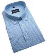 Chemise motif vintage bleu clair manches courtes