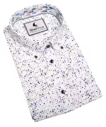 Chemise à pois colorés blanche manches courtes