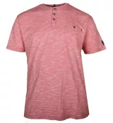 T-shirt rouge brique chiné col boutonné poche