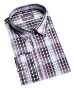 Chemise manche longue carreaux Noir blanc violet de 2XL à 5XL