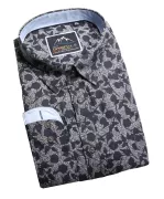 Chemise imprimée noire manches longues