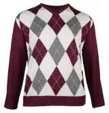 Pull col V bordeaux losanges Maxfort