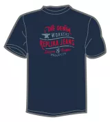 T-shirt col V bleu marine imprimé Denim Workers