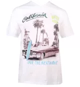 T-shirt California col V blanc