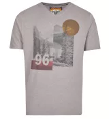 T-shirt col V Mélange de gris imprimé nature 96